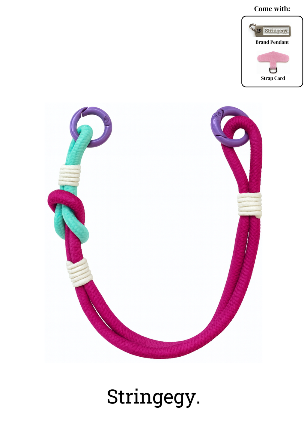 Rope Wrist Strap - Raspberry Sorbet [Double End]